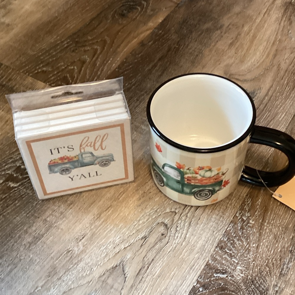 NWT-Fall Themed Mug and Coaster Set